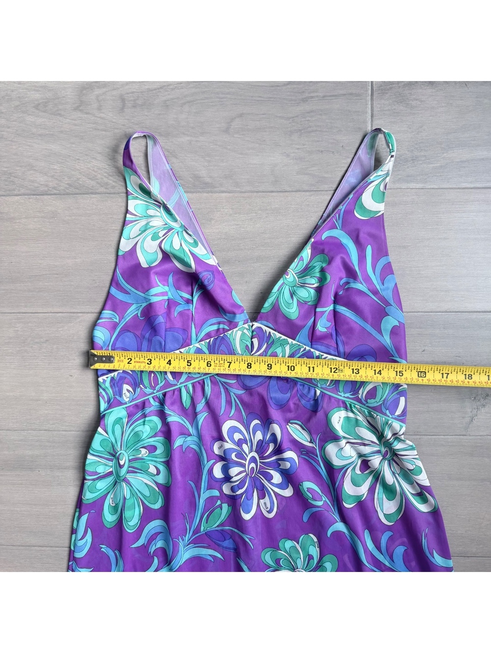 Vintage Emilio Pucci Formfit Rogers Purple Floral Maxi Dress Size S-M - Picture 9 of 11